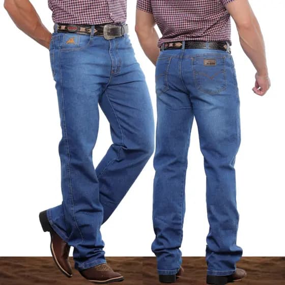 Calça Jeans Masculina Tradicional Reta Country Elastano