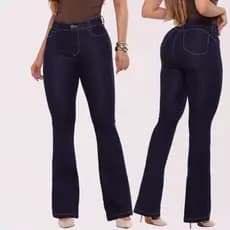 Calça Jeans Feminina Flare Cintura Alta Empina Bumbum Com Elastano Cós Alto Levanta Bumbum Premium