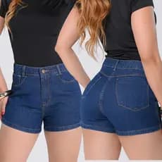 Short Jeans Feminino 100% Algodão Cintura Alta Premium