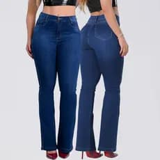 Calça Feminina Flare Jeans Cintura Alta Com Lycra Empina Bumbum