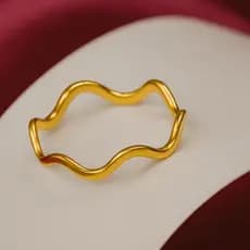 Anel fino de  antialérgico  ouro ondulado semijoias  feminino delicado banhado