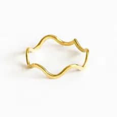 anel linha fina delicado feminino semijoia ondas banhado a ouro 18 k com garantia