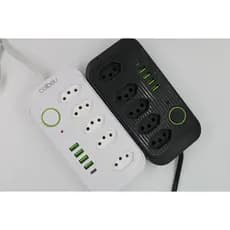 Extensão Elétrica Universal Bivolt com 5 Tomadas, 4 Portas USB e 1 Type-C – Cabo 2m