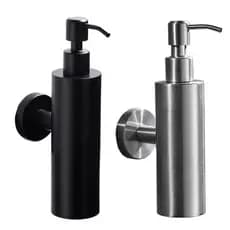 Dispenser Luxo de Parede Sabonete e Shampoo Redondo/Retangular Aço Inoxidável Cinza/Preto