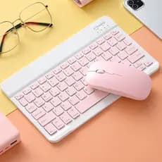 Kit Teclado Mouse Rosa Recarregável Durável Portátil Compatível Pc ipad iPhone Android SEM FIO