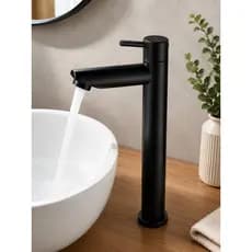 Torneira Bica Alta Banheiro Luxo Moderna Aço Inox Preto Fosco