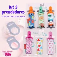 Kit 3 Prendedores de Chupeta + 2 Adaptadores MAM NUK | Universal Bebê Menino Menina QUALIDADE