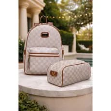 Kit Mochila + Necessaire Organizadora Feminina Masculina Cafe Estampa Letra Faculdade Escola
