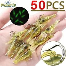 50 Camarão Macio 4cm Isca Artificial Anzol Peixe