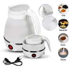 Chaleira Eletrica Retrátil de Silicone 600ml Esquentar Café Chá Leite 110V / 220V