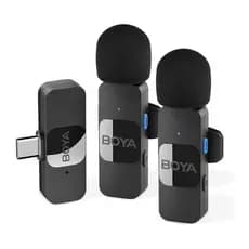 Sistema Microfone Lapela Boya By-v20 Para Android Porta Usb C Preto