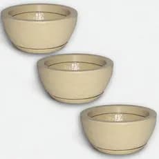 Kit 3 Vasos em Polietileno Planta Flor Bacia N°1 Cactos, Rosa Do Deserto e Suculentas Com Prato Casa Sala Jardim