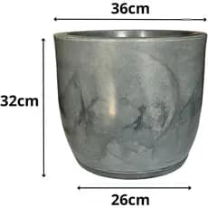 Vaso Decorativo Bojo Marmorizado Para Plantas ou Frutiferas Premium A32xL36xF26cm (COM PRATO)