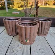 Kit 3 Cachepôs Decorativos Pequenos Estilo Romano para Plantas (Com Prato)