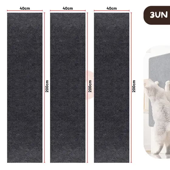 Tapete Arranhador para Gatos Adesivo Protetor de Sofá Protetor Adesivo Kit 3un 40cm x 2 metros Cinza Escuro