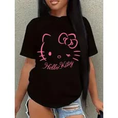 Camiseta Feminina Hello Kitty Branca Estilosa – Fofa, Moderna e Confortável 💖