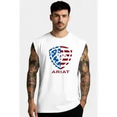 Regata Machão Masculina Country Ariat Estampada   Camiseta Sem Manga Premium Conforto