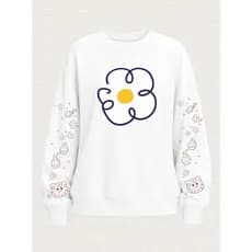 Moletom Gola Careca Feminino Flor Kawaii Estilo Coreano Tumblr Casual Confortável Flanelado Tendência 2026