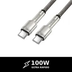Cabo USBC HREBOS Metal Waves Premium Original Ultra Rápido Turbo de 100W 1m Tipo C