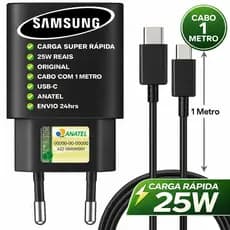 Carregador 25W Samsung Super Rápido A05 A06 A15 A16 A35 A36 A55 A56