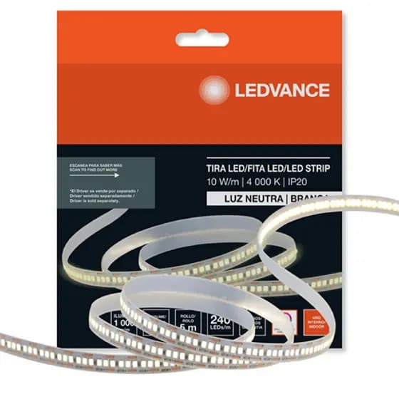Fita Led 5 Metros 10w/m 240 Leds 12v IRC96 Luz Neutra 4000K