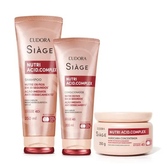 Siàge Nutri Acid.Complex: Shampoo 250ml + Condicionador 200ml + Máscara 250g