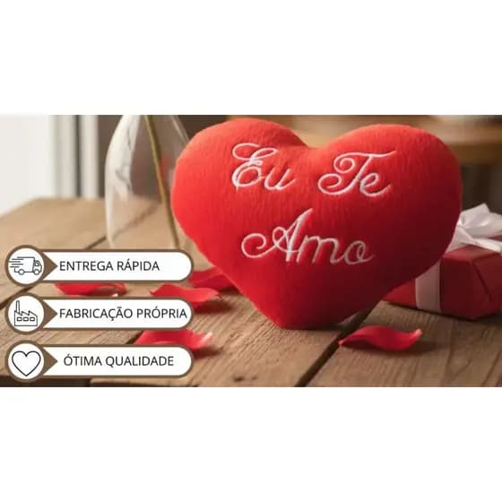 corações de pelúcia bordado antialérgico “eu te amo” para presentes e cestas decorativas.