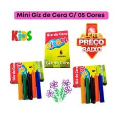 150 CAIXA MINI GIZ DE CERA C/05 CORES KIT FESTA LEMBRANCINHA INFANTIL