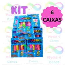 Kit Massinha de Modelar com Glitter Gliter 6 Cores 65g-6 CAIXAS