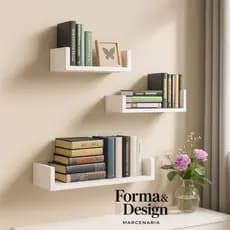 Kit 3 Prateleiras U MDF Nicho Branco 30cm | 40cm | 50cm | 60cm – Decorativo para Sala, Quarto e Cozinha Envio Imediato