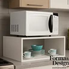 Suporte Nicho Para Microondas MDF Branco 60cm Suspenso  Forno Elétrico Impressora Cozinha Parede
