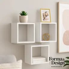 Kit 3 Nichos Quadrados MDF Branco 30x30 cm | Decoração Moderna | Prateleira Suspensa Parede