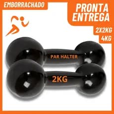 Par Halteres Emborrachado 2kg (4kg Total) Peso Para Exercícios Academia Treino em Casa