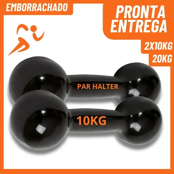 Halteres Bola 10KG emborrachado (2 und.) – Ferro Fundido • Academia • Musculação • Fitness