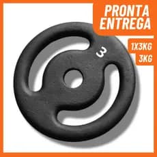 Anilha 3KG Pintada Preta – Pegada Anatômica, Alta Resistência para Musculação
