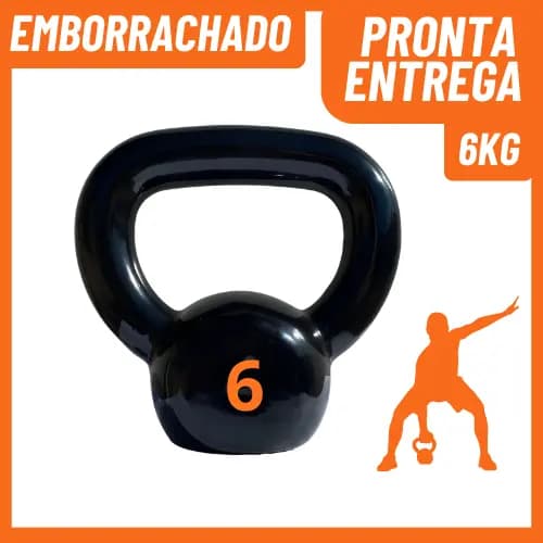 Kettlebell Emborrachado 6kg Profissional Peso Funcional Academia Treino Musculação Crossfit