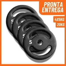 Kit Anilhas 5KG Pintada (4 und.) 20kg total – Ferro Fundido • Academia • Musculação • Fitness