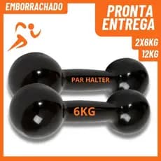 Par Halteres Emborrachado 6kg (12kg Total) Peso Para Exercícios Academia Treino em Casa