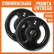 Anilha 2kg Emborrachada (Kit 2 Unidades) Para Academia