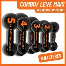 Kit Halteres Emborrachados 8 Unidades (2kg 3kg 4kg 5kg) Peso Para Exercícios Academia Treino em Casa