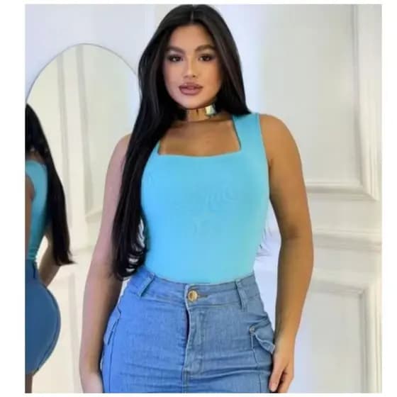 QUADRADO Body Bori Feminino Suplex Regata Alças Grossas Collant Decote Quadrado Básico Casual Dia Noite Trabalho Festa