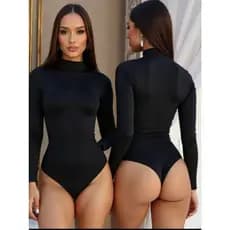 Collant Body Collant Feminino Segunda Pele Básico Gola Alta Manga Longa Moda Blogueira
