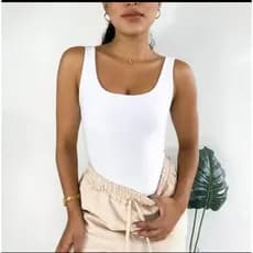 QUADRADO Body Bori Feminino Suplex Regata Alças Grossas Collant Decote Quadrado Básico Casual Dia Noite Trabalho Festa