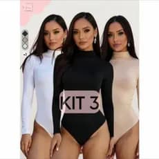 KIT 3 COLLANT Body Suplex Segunda pele Cacharrel Manga Longa Gola Alta