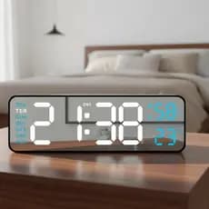 Relógio De Parede Digital Grande Temperatura E Umidade Semana Mostrador De Regulável Eletrônico LED De Mesa 12/24H