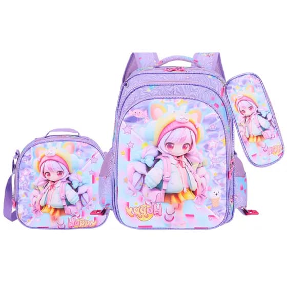 Mochila Escolar – kit 3 Peças - Mochila, estojo e lancheira