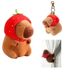 Kit Capivaras com 3 Pelúcia 20cm Chaveiro 12cm Pulseira Tapa 17cm Brinquedo Decoração Tendência