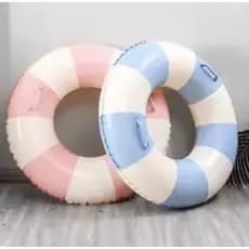 Boia Inflável Listrada AZUL/ROSA com alça Criança Praia Piscina / Agua Parque aquático