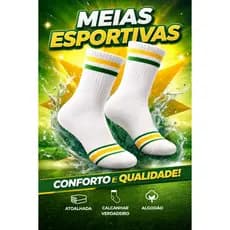 Meia Brasil Cano Alto Copa Listras Verde e Amarelo
