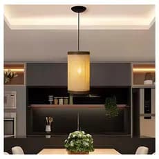 Pendente Luminária Teto Sala Estar Jantar Redondo Dourado Cozinha Quarto Cilindrico